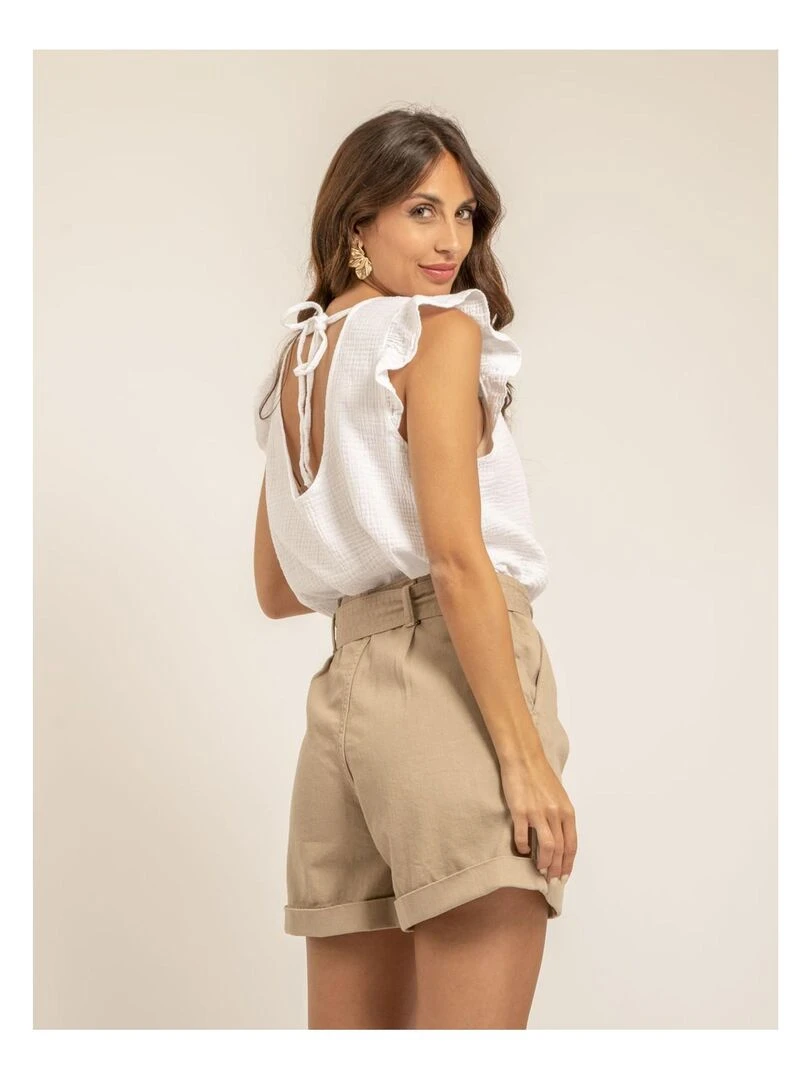 Short taille haute avec ceinture XOLBANE Beige