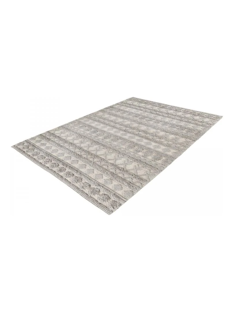 Tapis salon TINCA tissé en laine   Gris