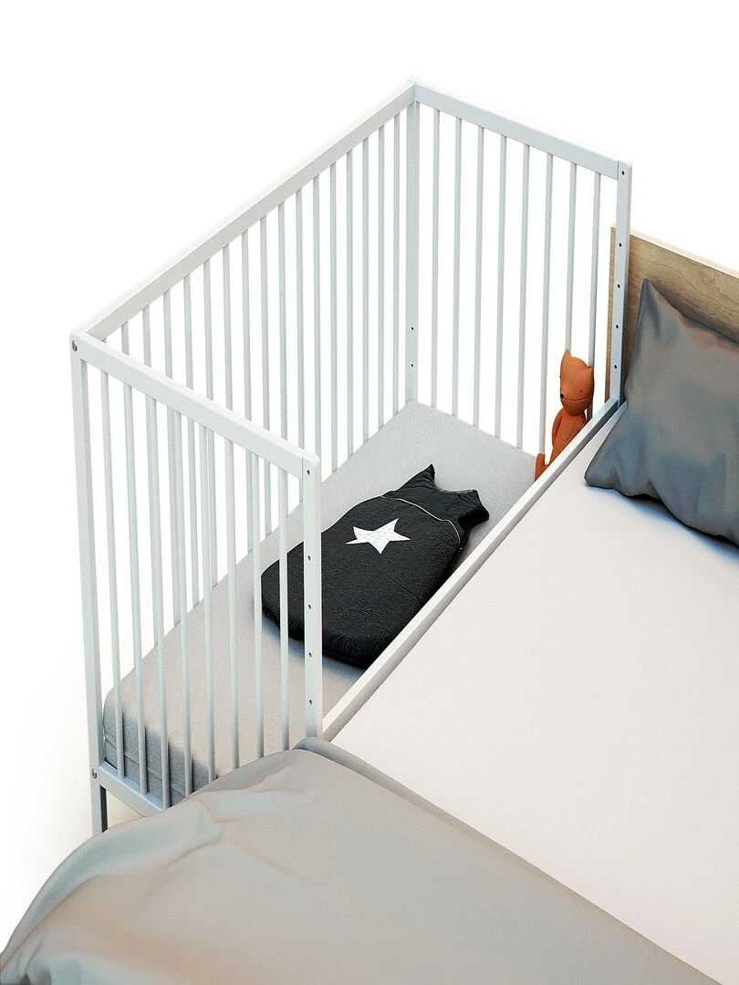 WEBABY    Lit bébé cododo en bois Blanc 60 x 120 cm   Blanc