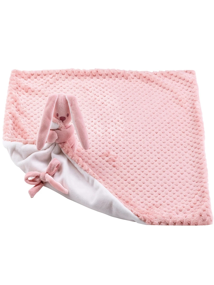 Doudou plat attache sucette Lapidou Pineapple rose et blanc Rose