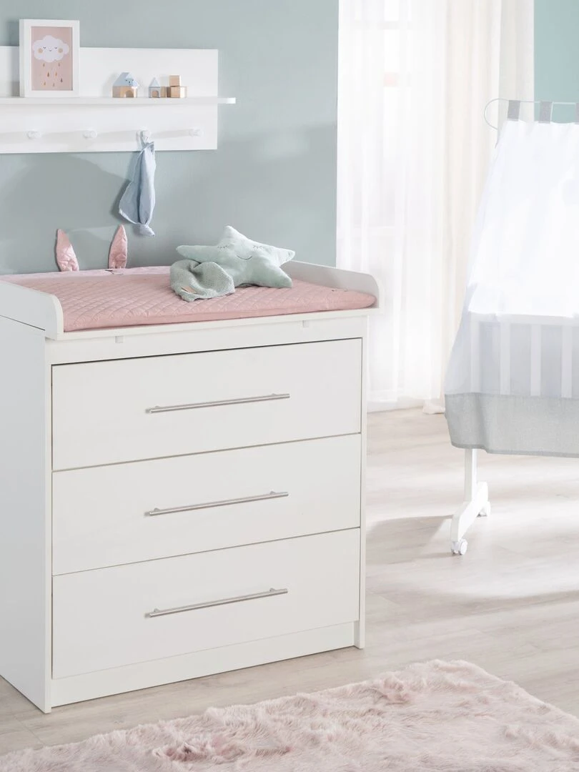 ROBA Commode à langer "Maren" avec Plan à Langer Amovible   3 Tiroirs   Hauteur 90 5 cm   Blanc Blanc