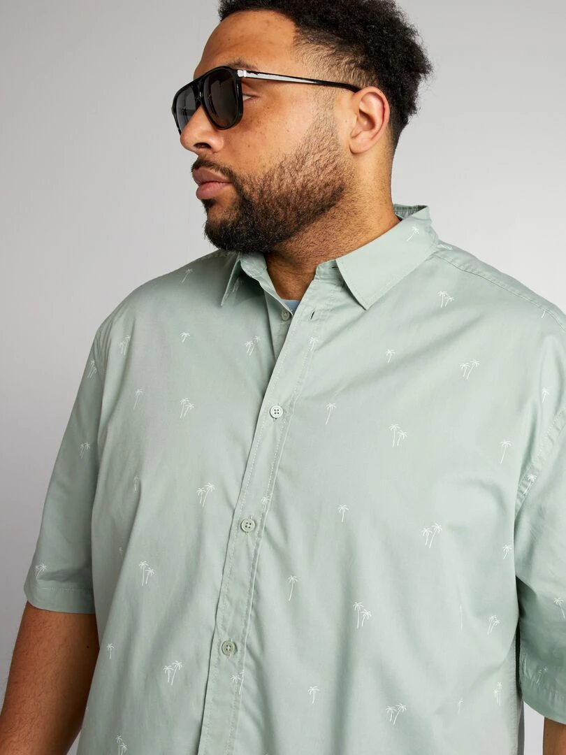 Chemise manches courtes à motif Vert