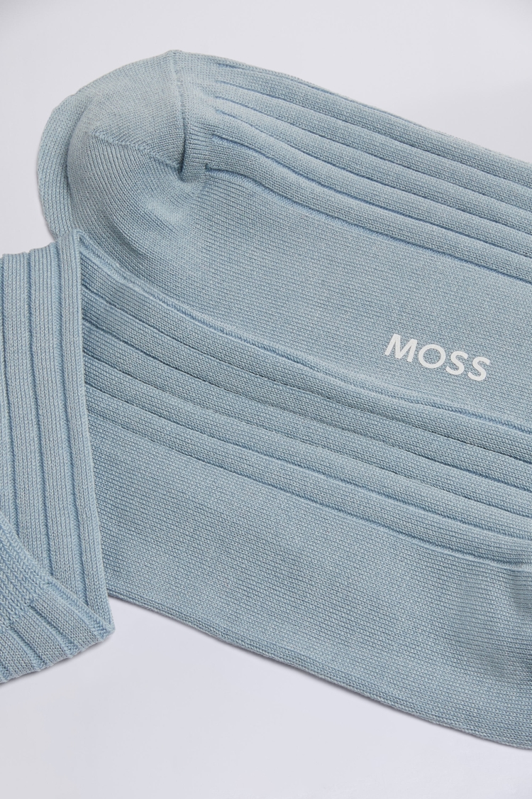 Pale Blue Fine Ribbed Socks Buy Online at Moss