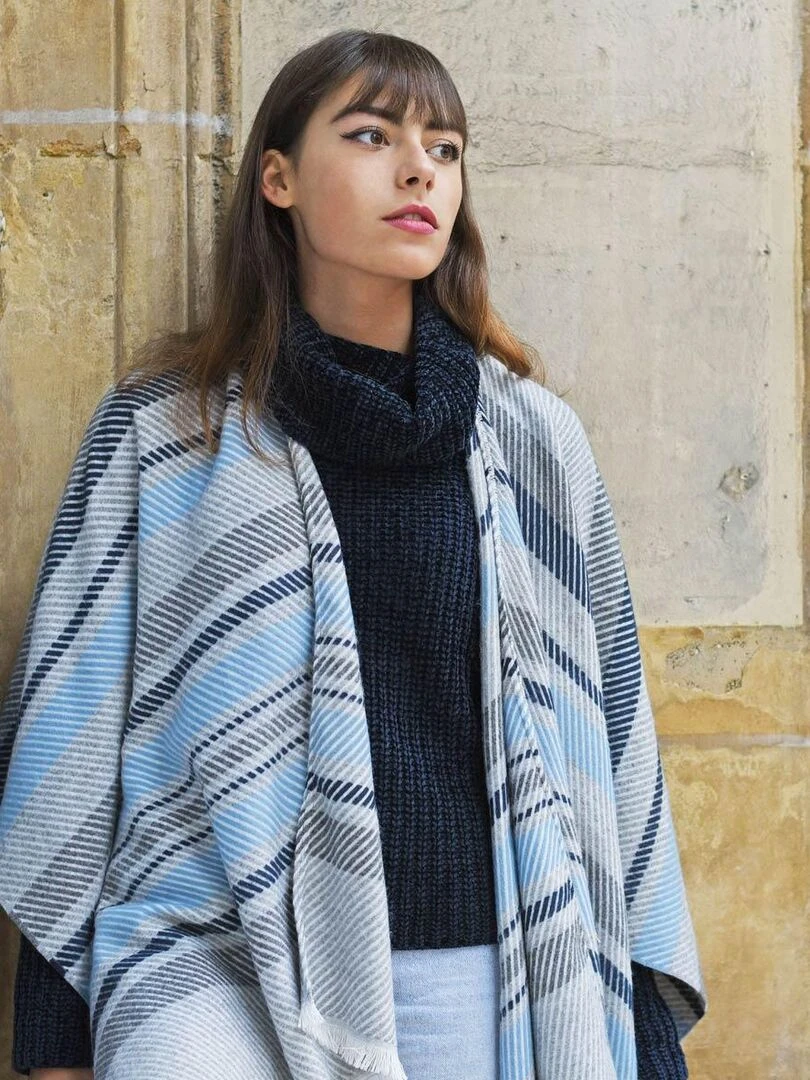 Poncho Visala Fabriqué en France Bleu