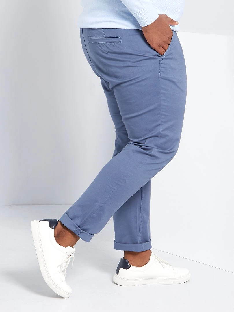 Chino slim en coton stretch   L30   bleu gris