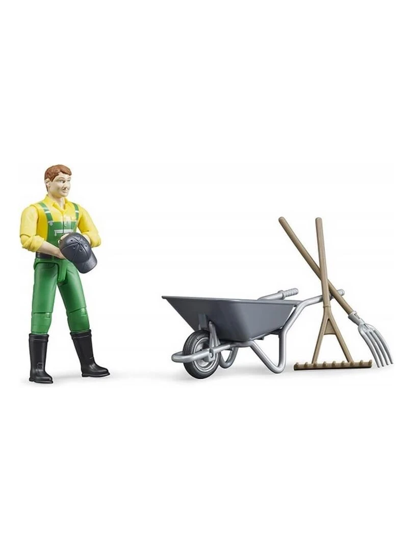 Figurine fermier avec brouette et accessoires   N/A