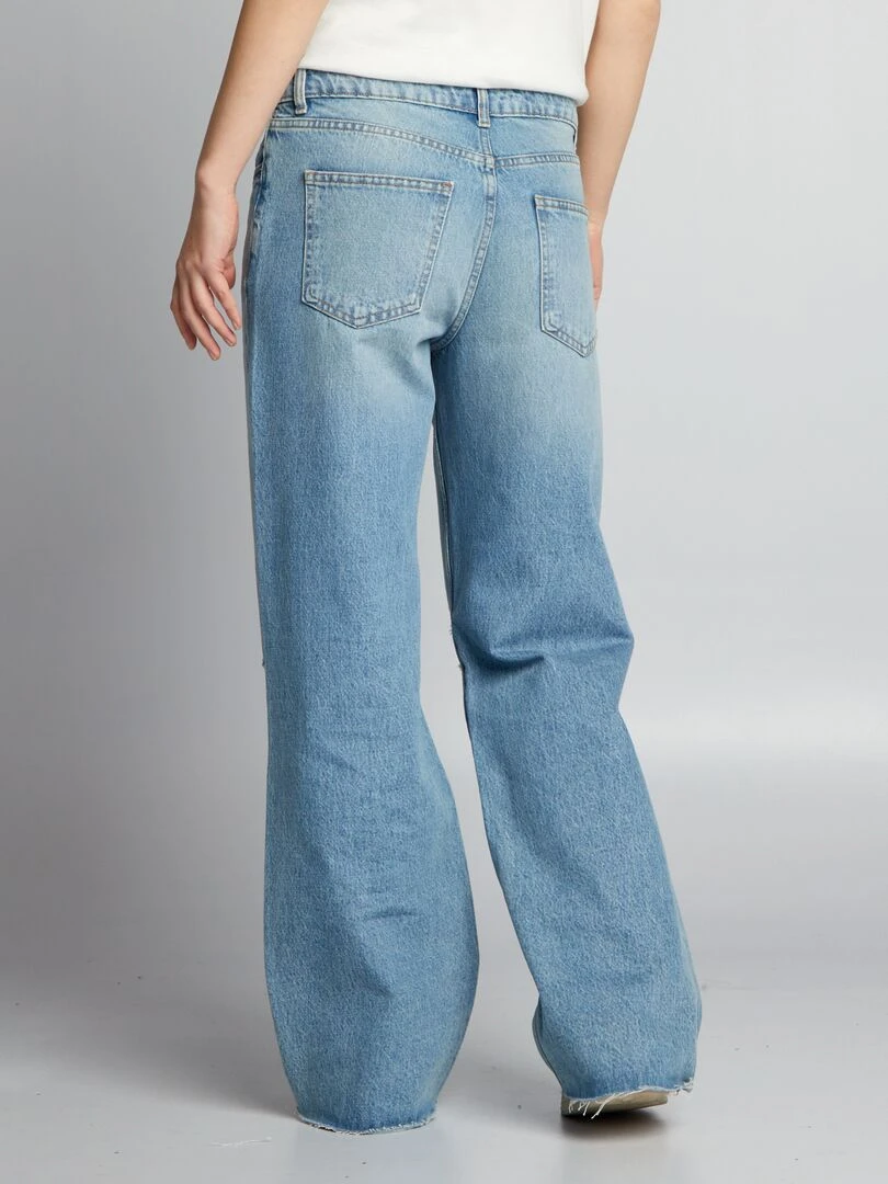 Jean wide leg avec abrasions   Bleu