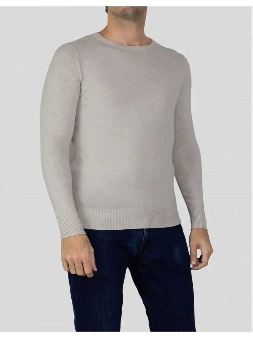 Pull manches longues col rond Kebello Beige