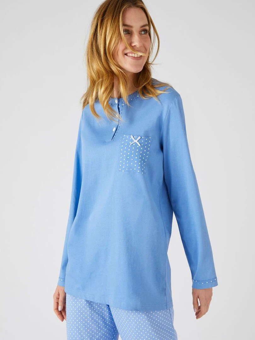 Pyjama maille jersey coton peigné   Damart   Bleu