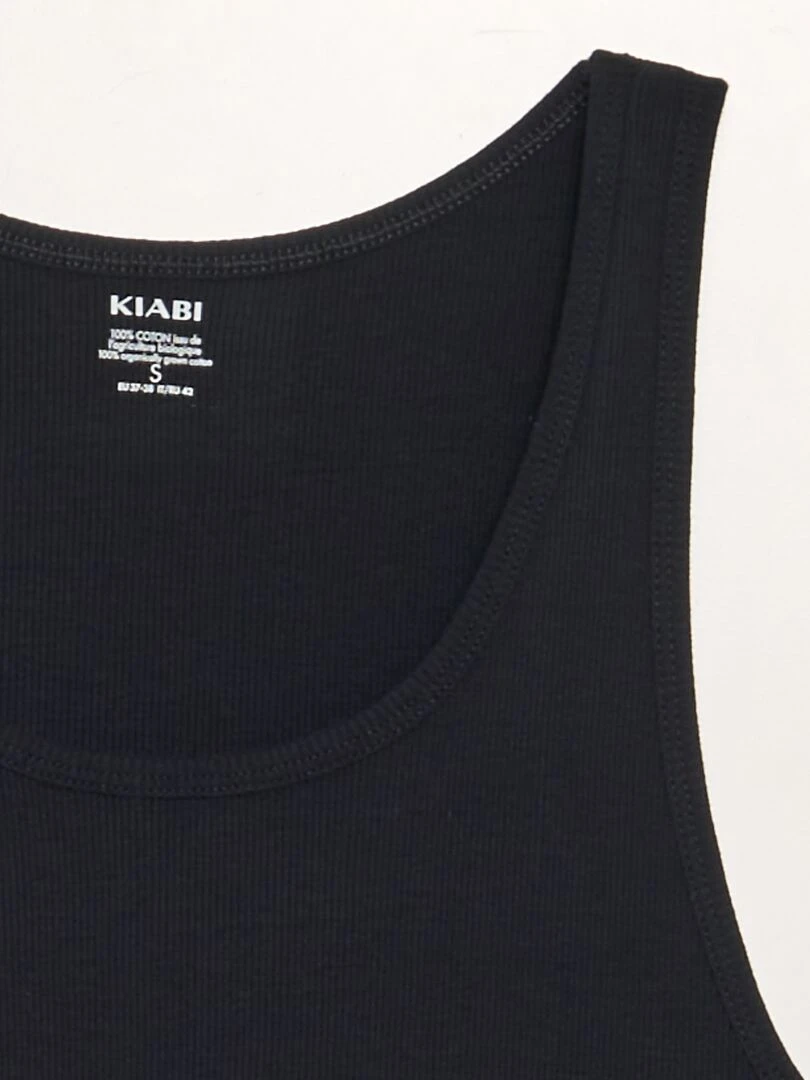 Débardeur uni en maille côtelée   noir