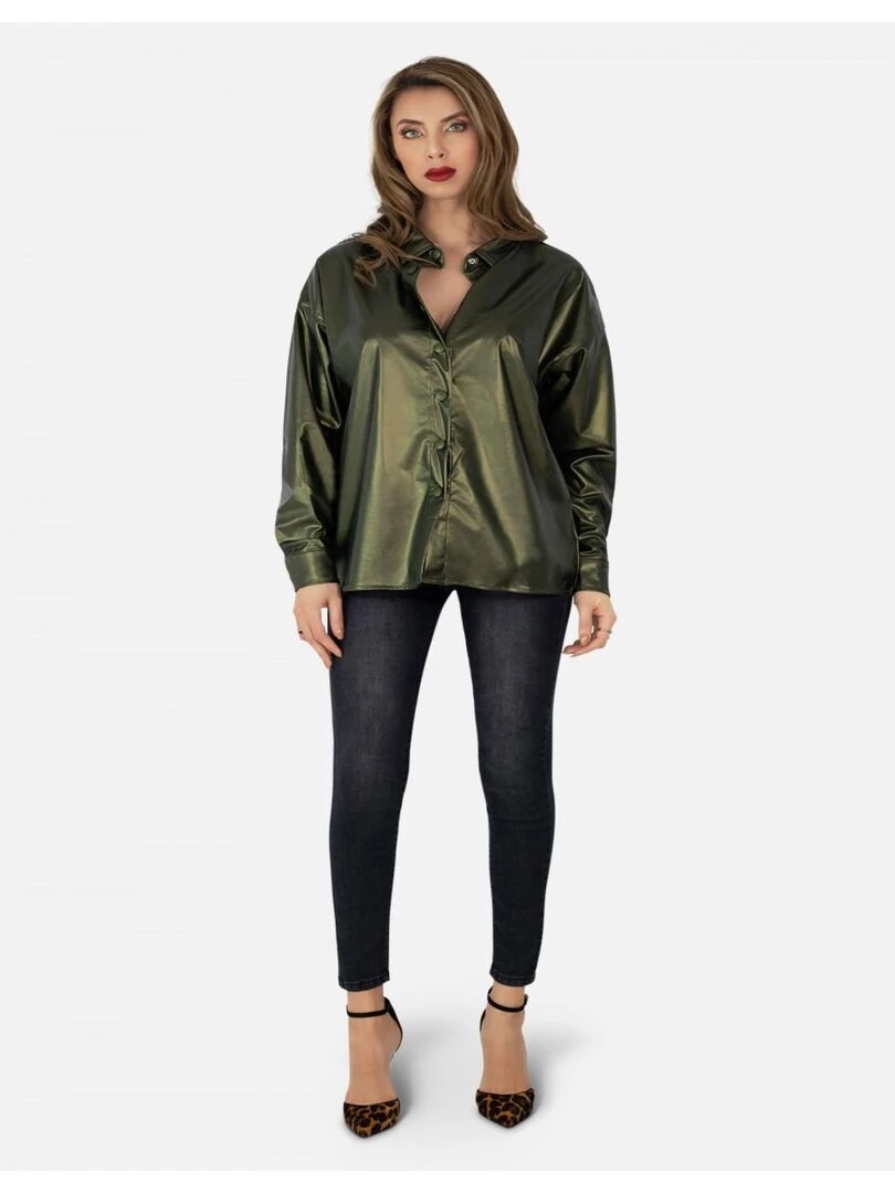 Chemise en simili  manches longues Kebello   Vert