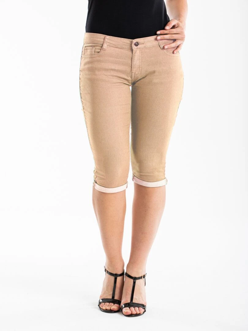 Pantacourt gabardine stretch POEMA 'Rica Lewis' Rose saumon