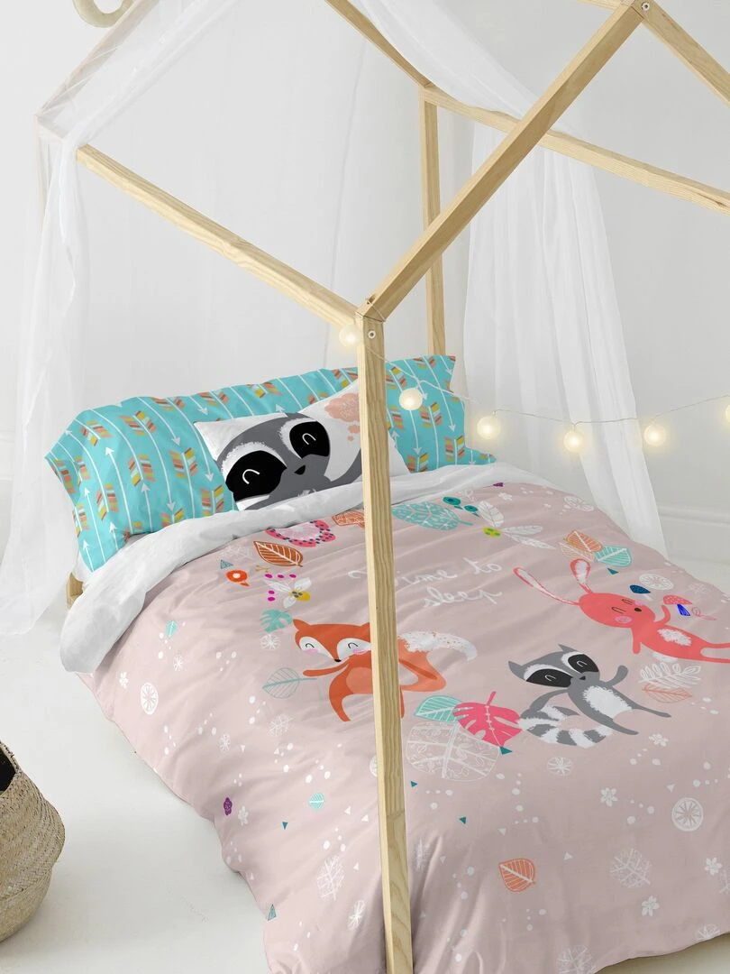 Parure housse de couette 2 pièces Fantasy "Happyfriday"   Rose