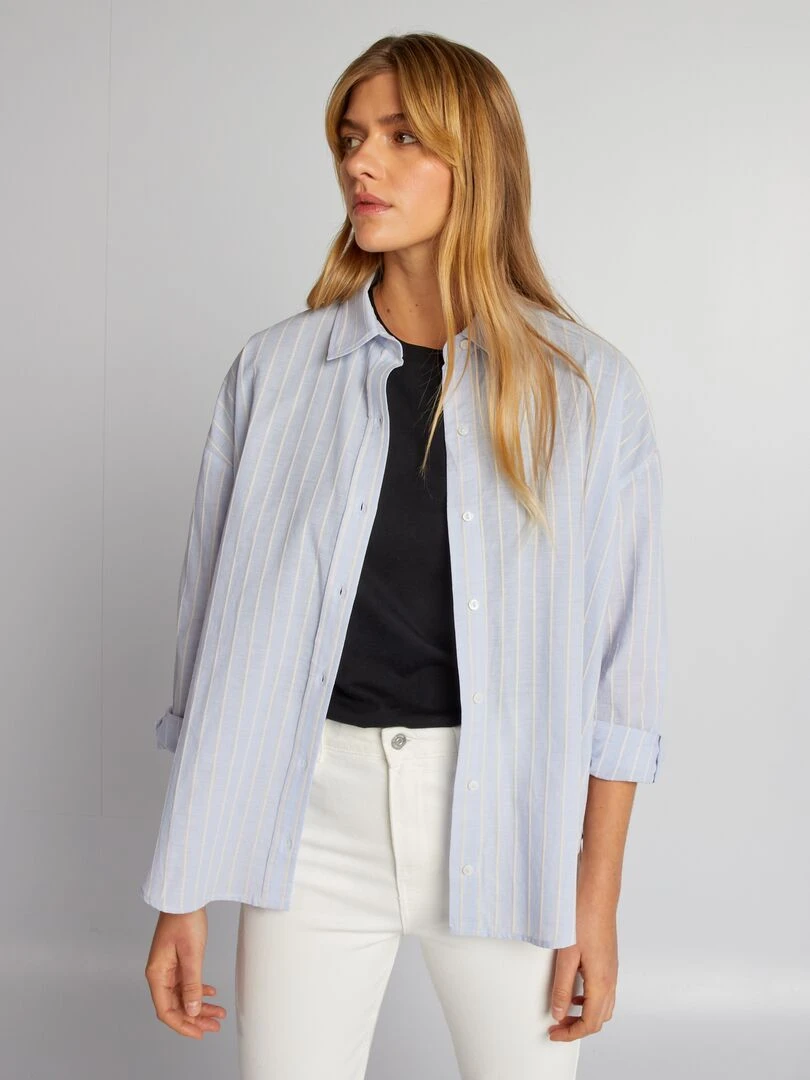 Chemise oversize à rayures Bleu
