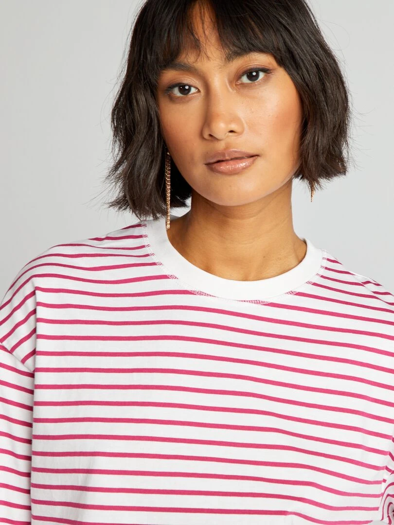 T shirt marinière en jersey Blanc
