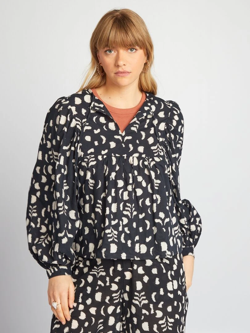 Blouse en voile de coton   Noir
