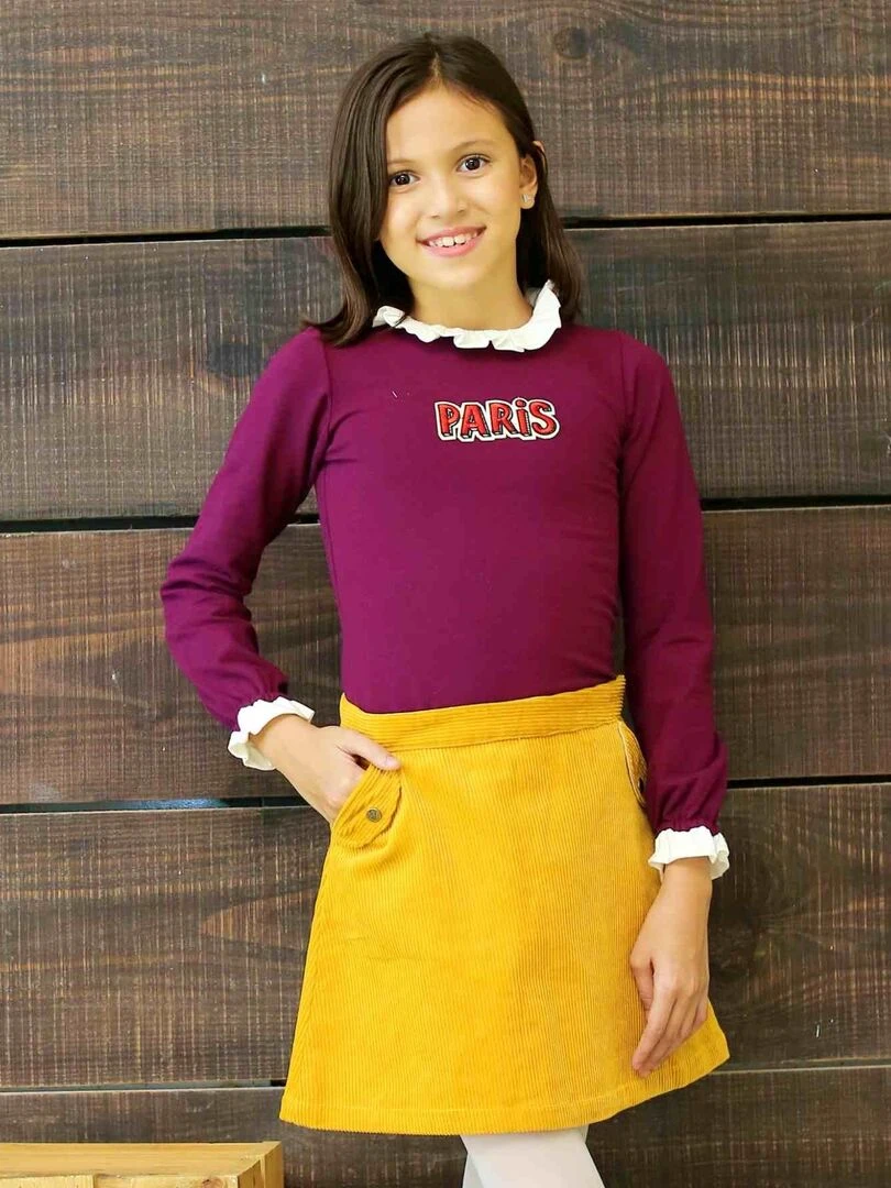 Tee shirt manches longues    Prune  Paris  CAMILLE   'LA FAUTE A VOLTAIRE'   Bordeaux