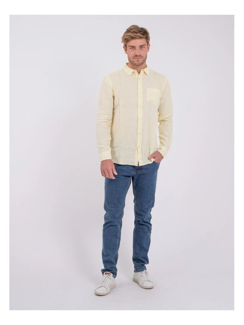 Chemise manches longues pur lin DALAMO   Jaune