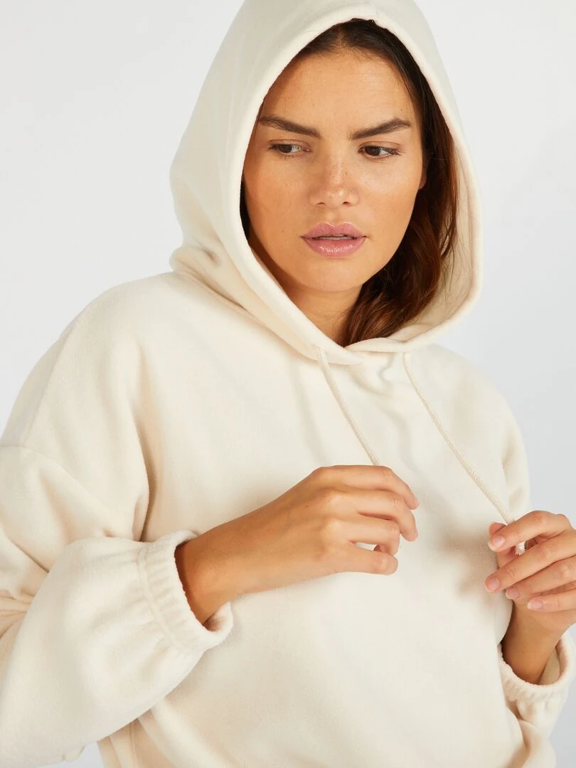 Sweat polaire à capuche   Blanc