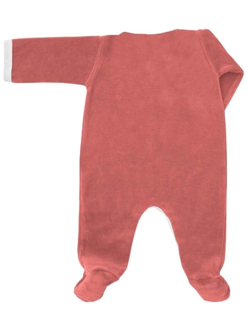Pyjama velours   100% coton biologique   1 à 6 mois   Rose framboise