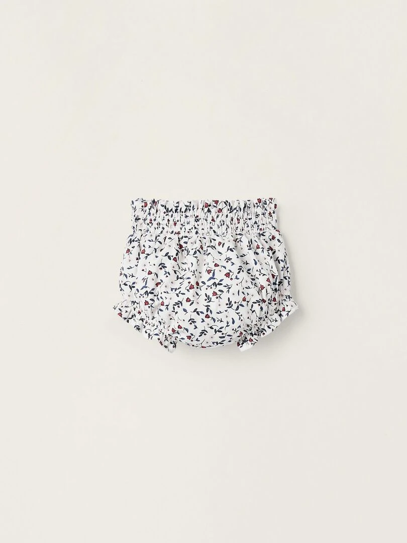 Bloomer en coton pour nouveau né 'Flowers' Blanc