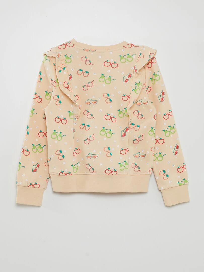 Sweat molletonné à volants   Beige fruits
