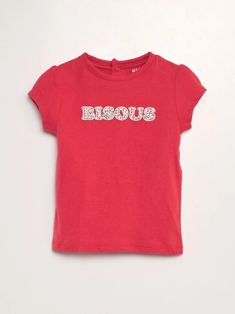 Tee shirt manches courtes imprimé Rouge bisous
