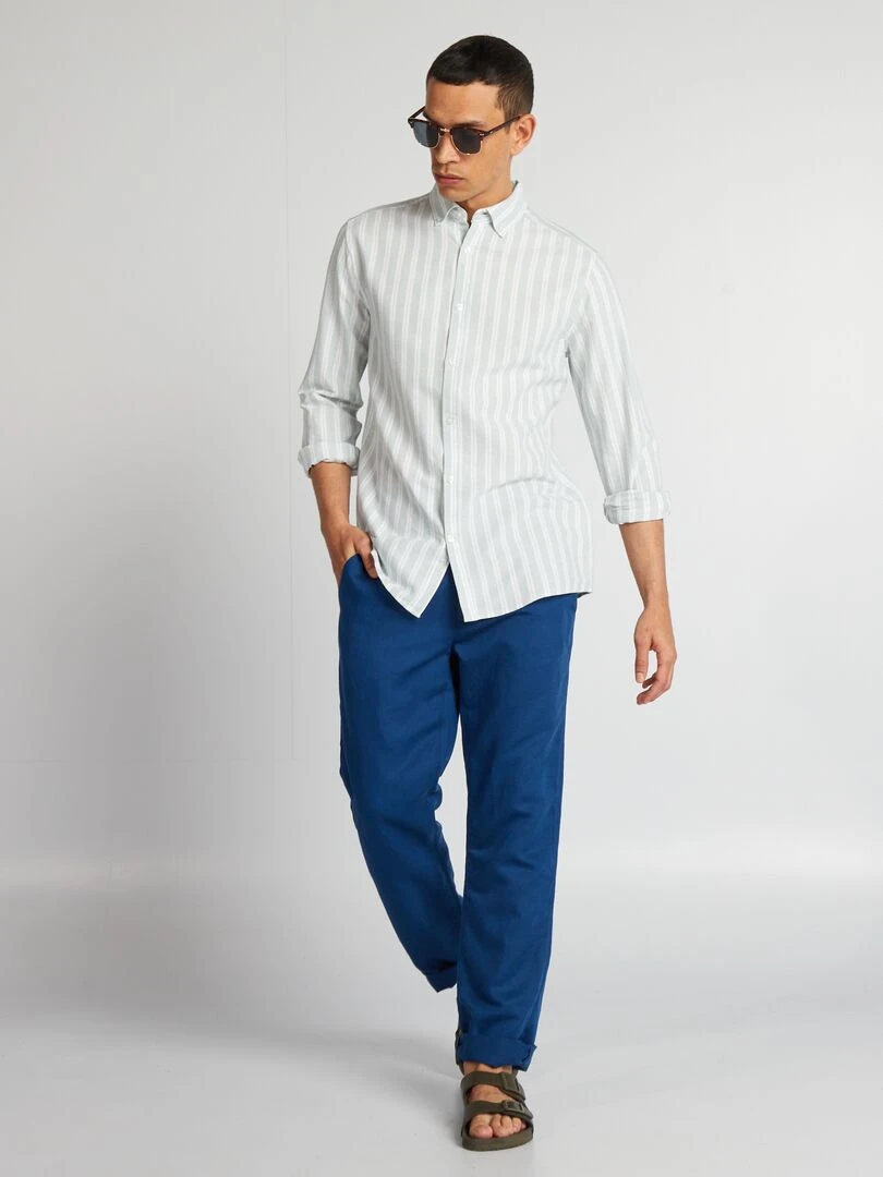 Chemise à coupe droite et à rayures Vert clair/blanc