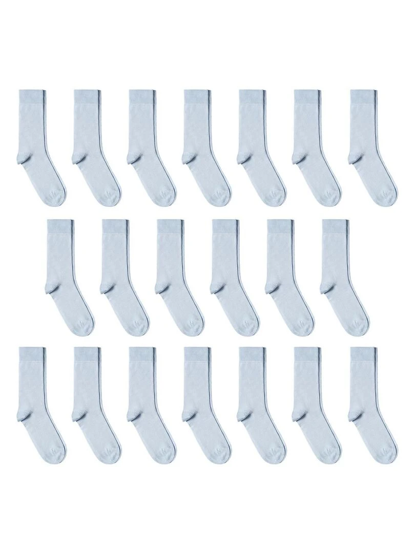 Chaussettes Jersey Coton Lot 20 Paires Fabrication UE Bleu ciel
