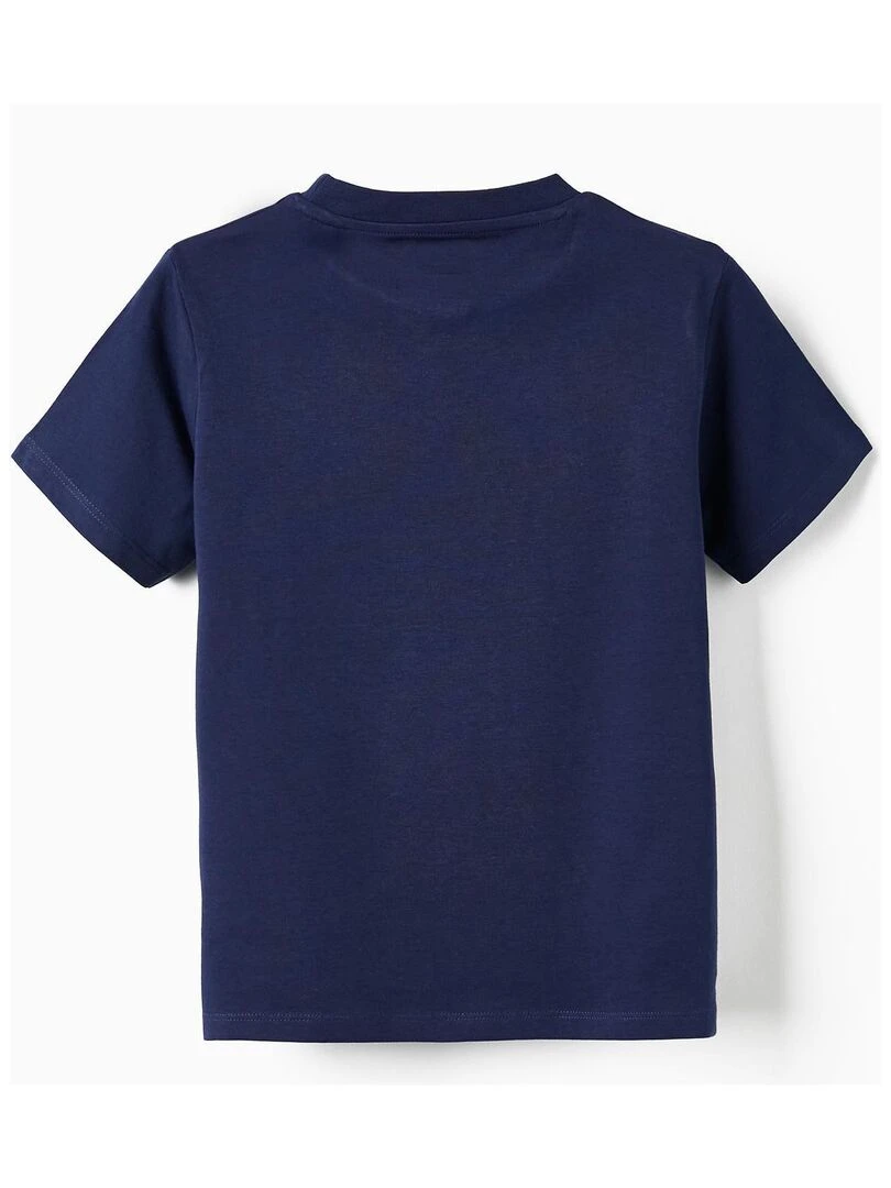 T shirt en coton pour garçon 'Capitaine Amérique Sam Wilson' manches courtes Bleu foncé