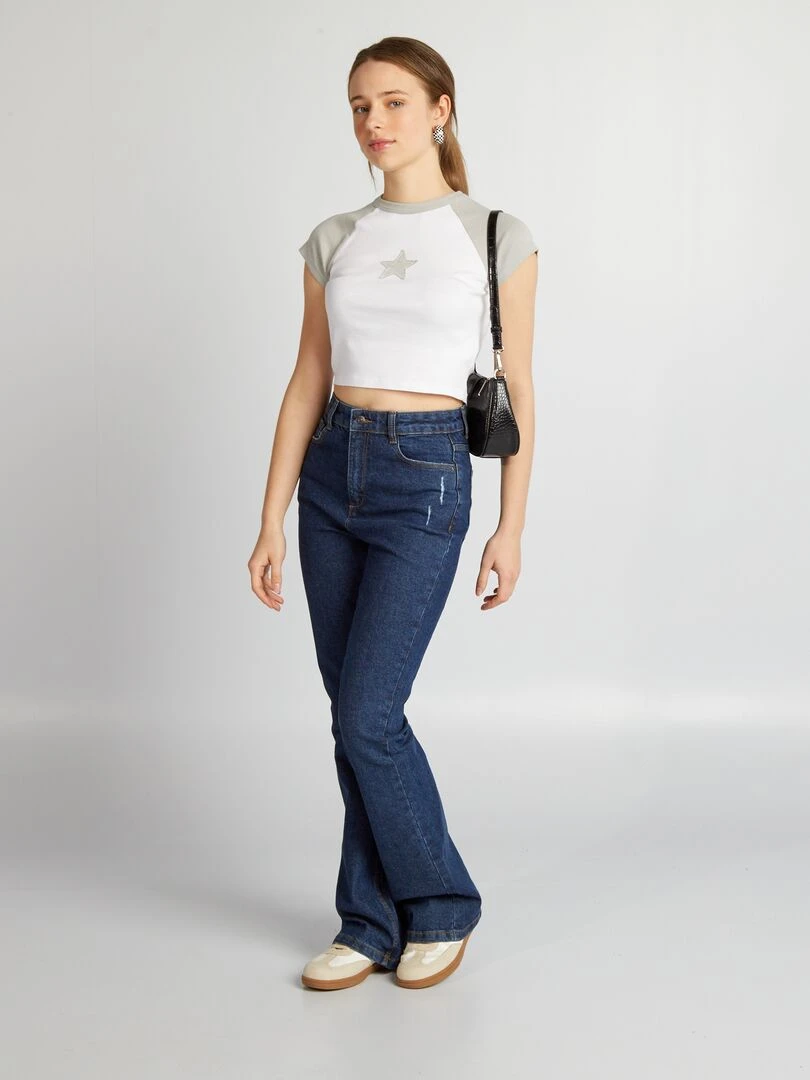 Crop top en jersey avec étoile gris