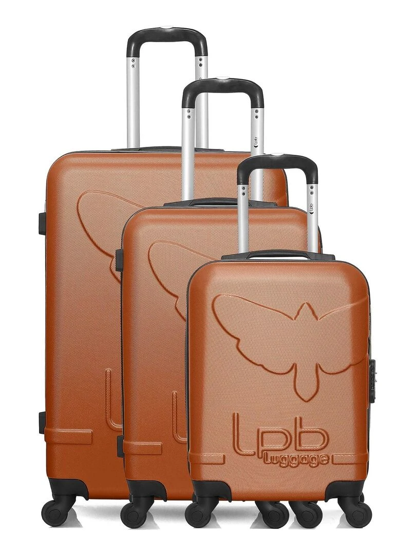 LPB LUGGAGE SET DE 3 ABS NORINE A 4 ROUES Rouge