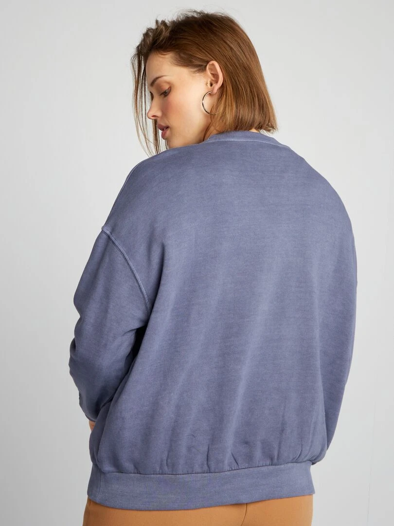 Sweat en molleton effet délavé   Bleu