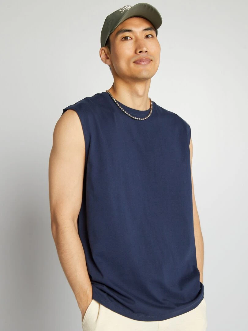 Débardeur en jersey uni Bleu foncé
