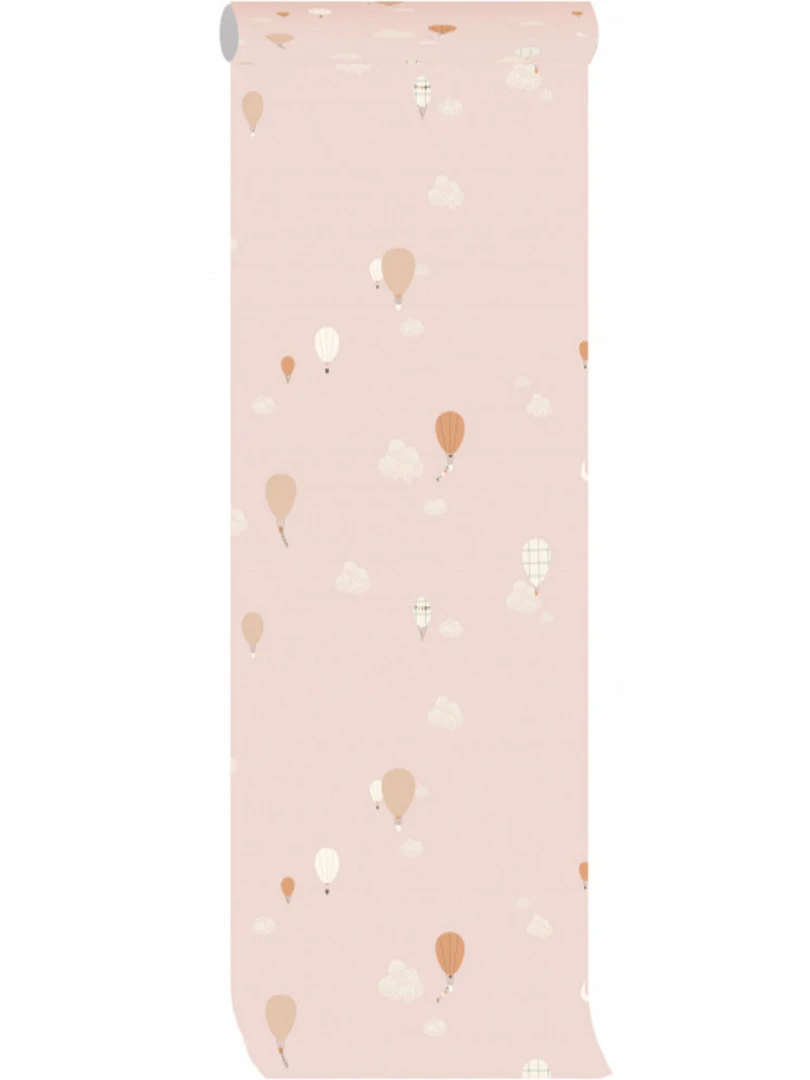 Papier peint intissé Montgolfière rose (10 m) Rose