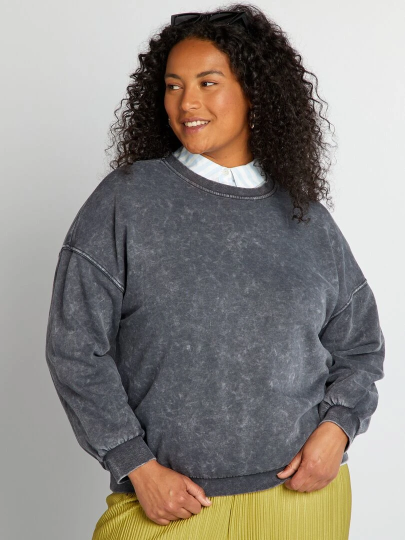 Sweat oversize effet délavé   Gris