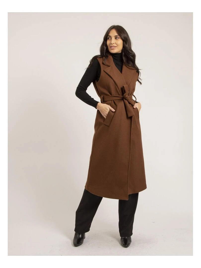 Manteau long sans manches UCLA   Marron