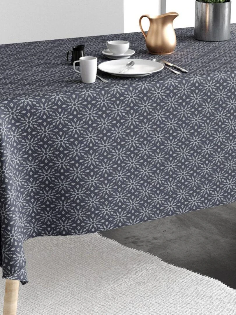 Nappe Polyester à motifs Flocon Gris