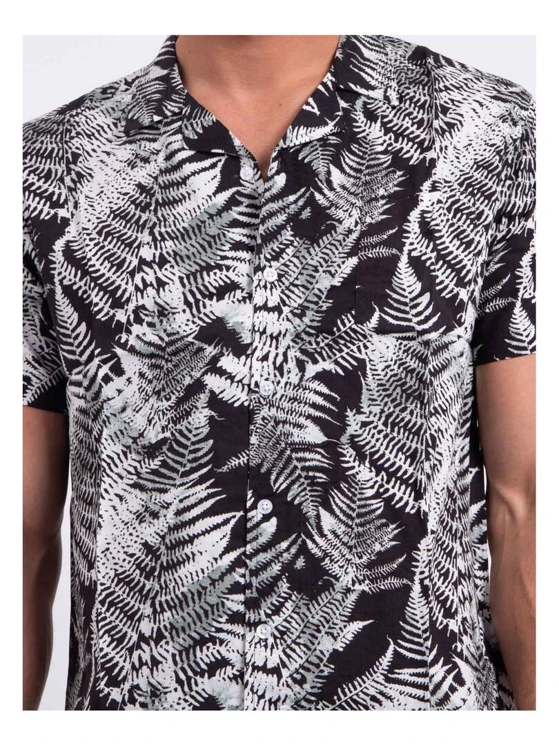 Chemise manches courtes pur coton motifs DIRAMIRO   Noir