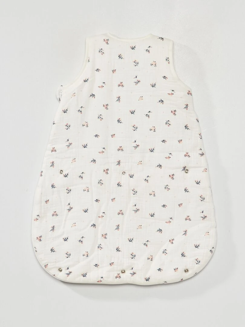 Gigoteuse en gaze de coton avec manches amovibles   Blanc