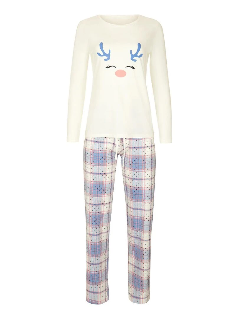 Pyjama pantalon top manches longues Holiday   Ecru