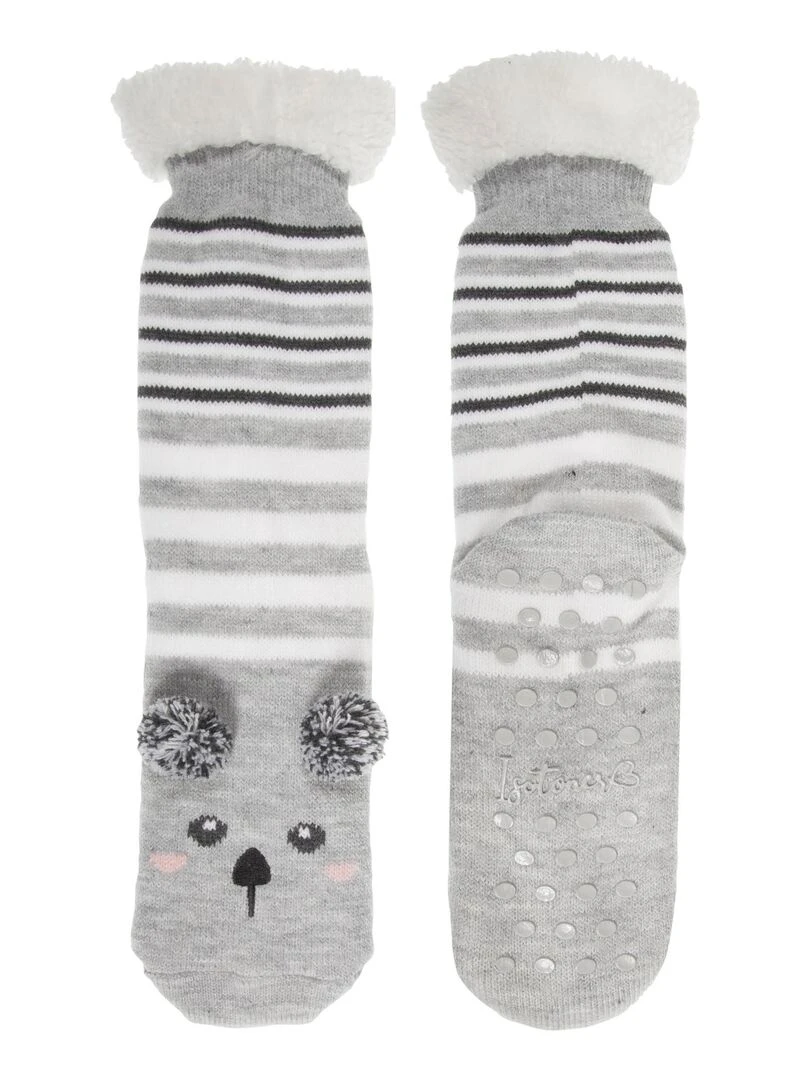 Chaussettes Femme pompons Ours Multicolore