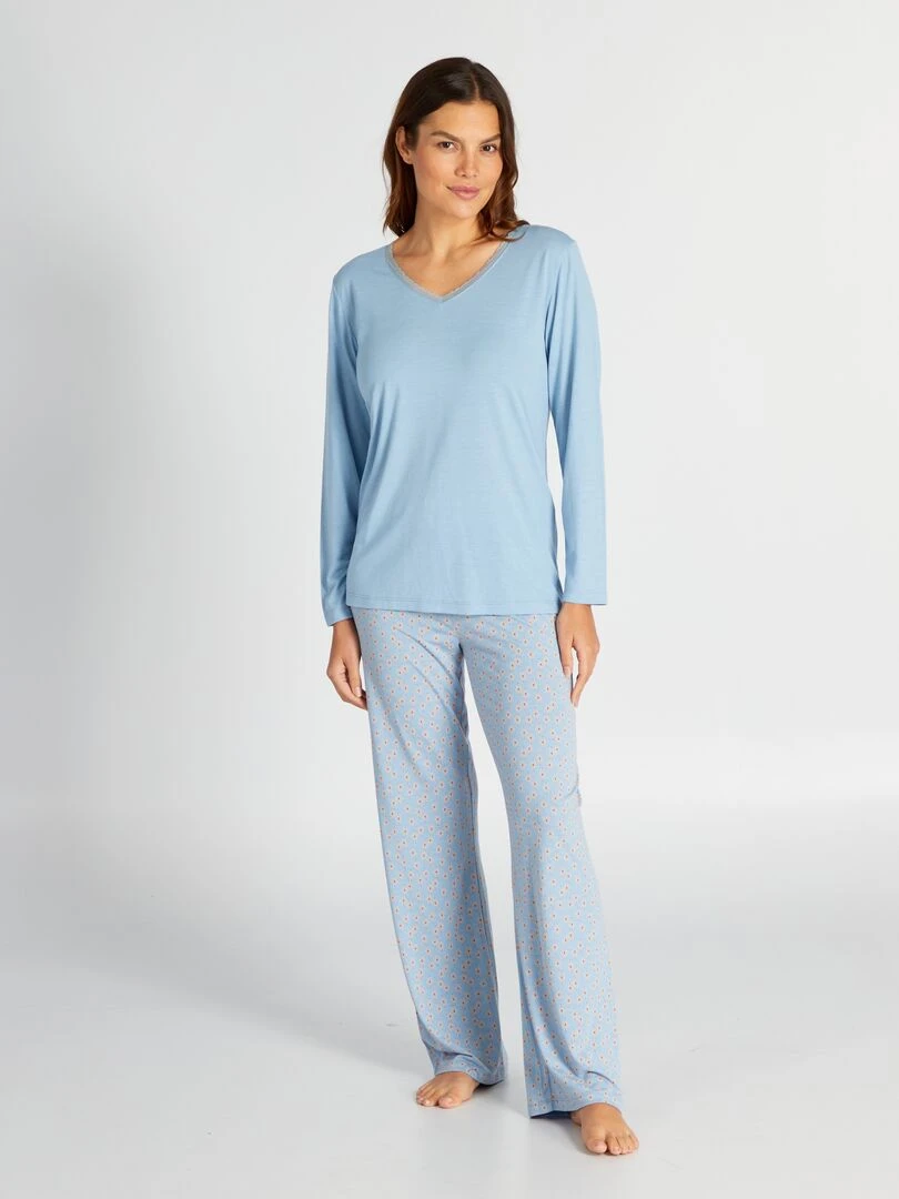 Ensemble pyjama t shirt + pantalon 2 pièces Bleu