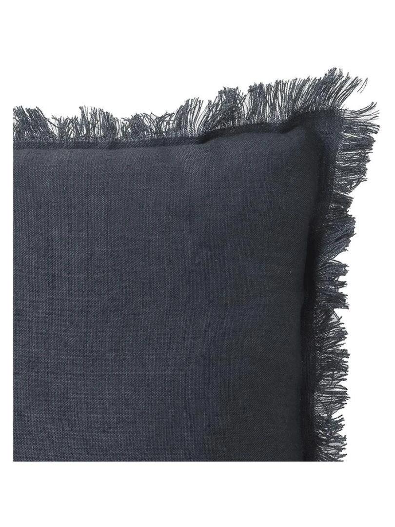 Coussin en lin bords effilés 'Deko&co' Gris foncé
