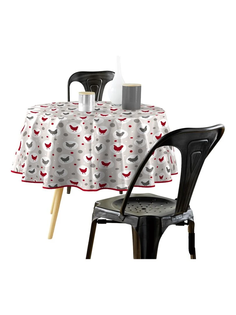 Nappe ronde 160 cm Cocotte suzette Gris