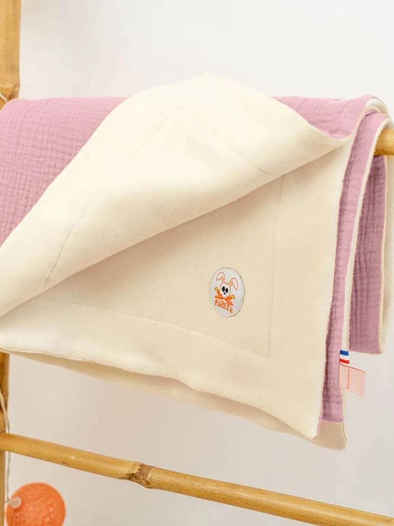 Couverture en Coton Bio Rex Blanc et Rose Rose