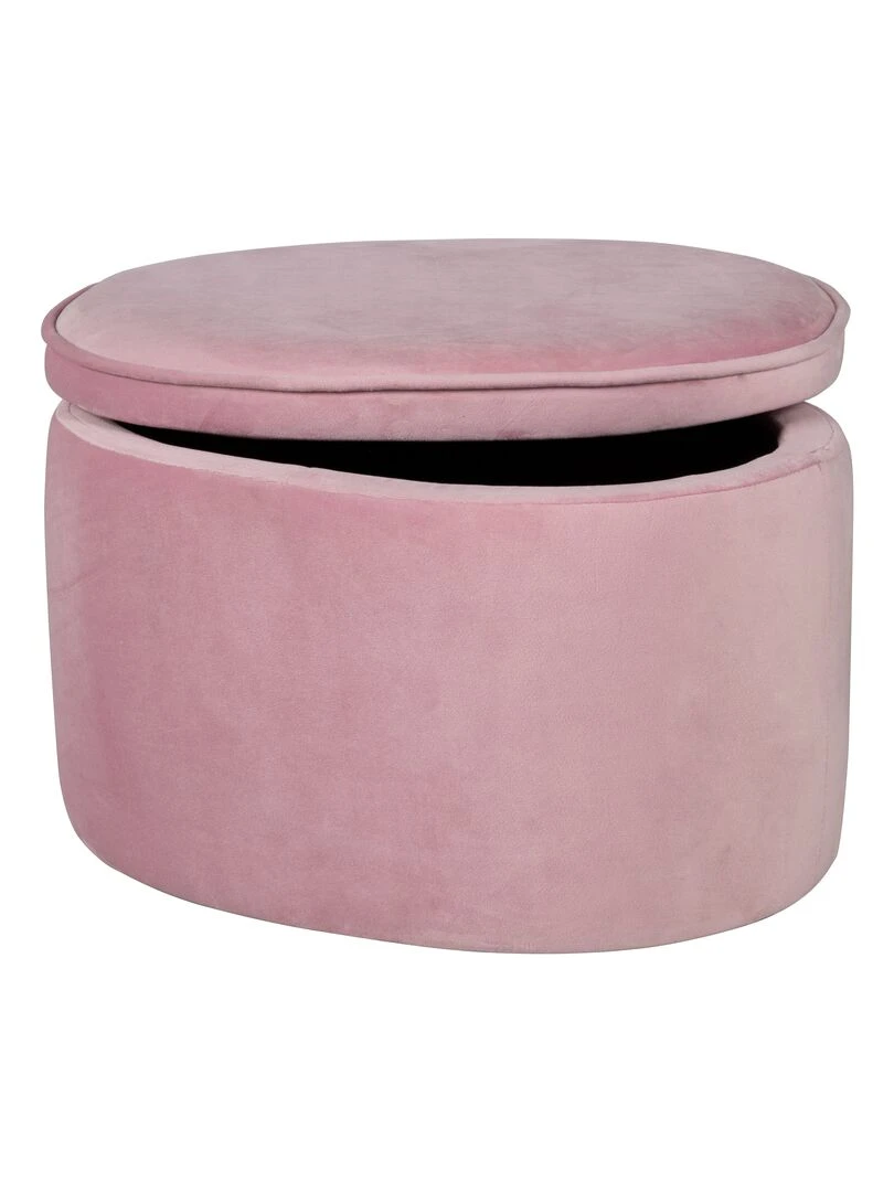 ROBA Tabouret Ovale en Velours pour Chambre Enfant "Lil Sofa" Avec Coffre de Rangement Rose Rose