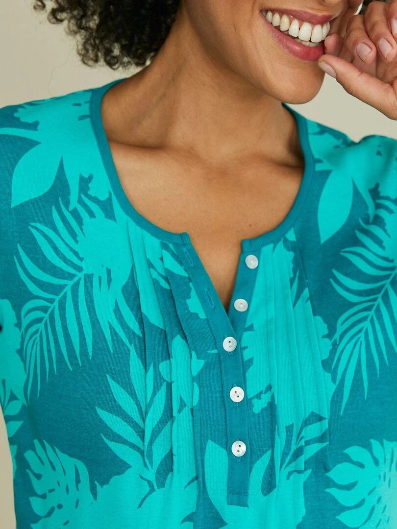 Blouse crêpe fleurie Damart Vert