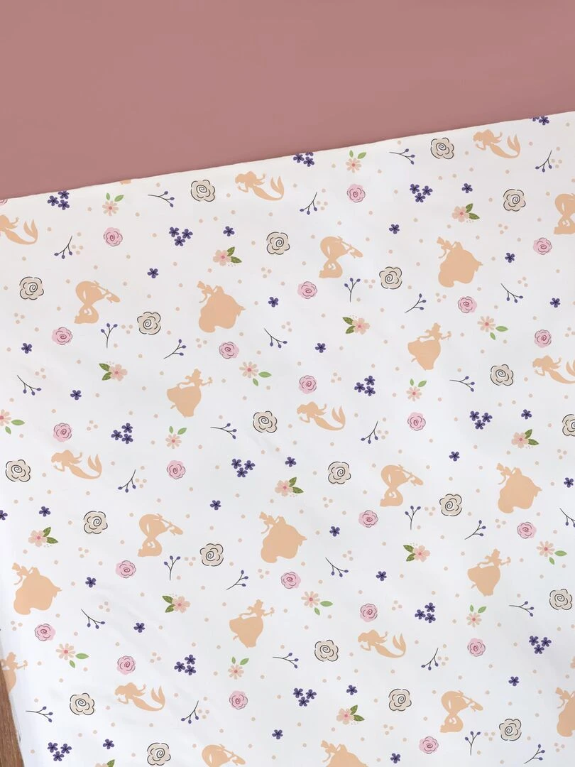 Drap housse imprimé 100% coton  DISNEY HOME PRINCESSE BAL   Blanc
