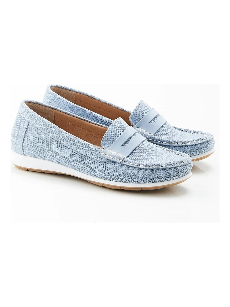 Mocassins aspect python Climatyl Damart Bleu ciel